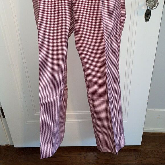 Vtg 70s Montgomery Ward red & white herringbone double knit polyester pants - Picture 4 of 8